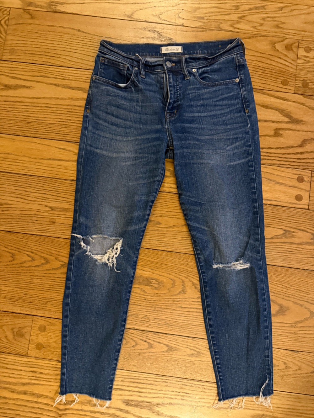 Madewell Dark Blue Distressed Skinny Jeans